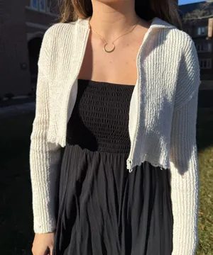Full Tilt Cream cropped zip up thumbnail 1