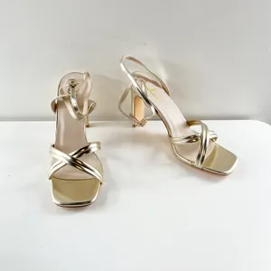 Lulus Milanii Square Toe Ankle Strap High Heel Sandals Metallic Gold 10 thumbnail 5