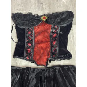 WOMEN'S RED AND BLACK Corset COSTUME WITH Elastic WAIST... SZ M/L...FUN TO WEAR thumbnail 2