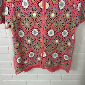 Vintage Granny Knit Crotchet Button Front Top Size M thumbnail 4