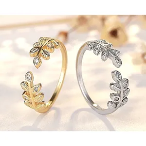 Boutique Sparkly 5a Cz‎ Leaf Ring | White Gold Plated Sterling Silver thumbnail 14