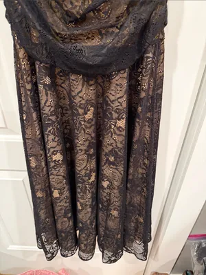 Laundry‎ By Shelli Segal Black Lace Gown with Nude Underlay 4 thumbnail 2