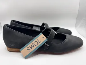 TOMS Bianca Mary Jane Flats Black Leather Comfort Ballet Coquette Women 7.5 thumbnail 2
