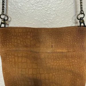 Free People Nicolette 100% Leather Crossbody Tan Croc Embossed Chain Strap thumbnail 3