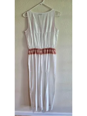 Misslook Floral Border Scoop Neck Sleeveless Maxi Dress White Red Green Small W thumbnail 2