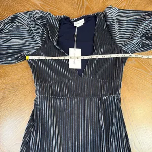 Lovers + Friends NWT Sarai‎ Maxi Dress Short Sleeve Velvet Ribbed Steel Blue thumbnail 10