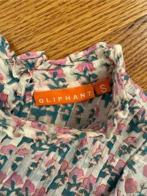 Oliphant Floral Smocked Ruffle Blouse Pink Teal Cottagecore Boho Top | S thumbnail 2