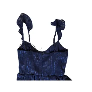 NWT Lulus Size XS Stunning Glory Navy Blue Floral Jacquard Tiered Maxi Dress thumbnail 10
