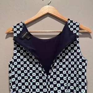 Liz Claiborne Navy Blue‎ Polka Dot Sleeveless Belted Short Dress Sz 4 thumbnail 7