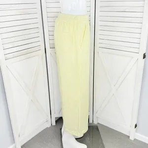 Loft Striped Linen Blend Wide Leg Crop Pants‎ Yellow White Small Lined Preppy thumbnail 4