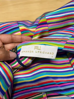 Amanda Uprichard Rainbow Striped Silk Mini Dress Size S thumbnail 9