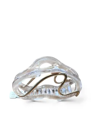 Free People Hair Claw Clip Clear Plastic Curved Spring w/ Gold Tone Hardware NWT thumbnail 3