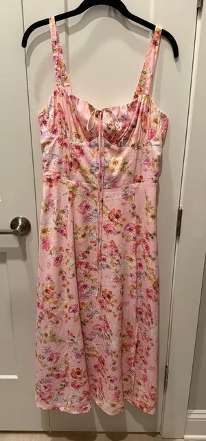 🌷 Pink Floral Cottagecore Midi Dress thumbnail 2