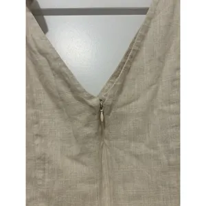 Express Beige Linen Blend Peplum crop tank top ruffle size XL Sleeveless Zip Up thumbnail 5