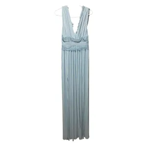ASOS Light Blue Pleated‎ Lace Trim Maxi Dress Sleeveless V-Neck Wedding Guest 4 thumbnail 3
