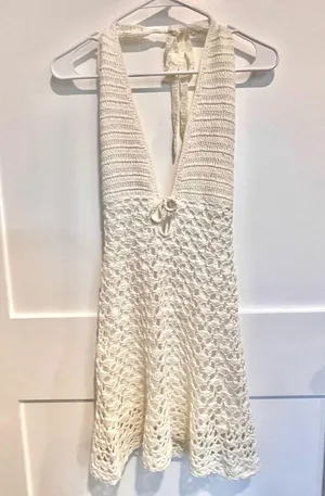 Beginning Boutique Tulip Cream Crochet Mini Dress thumbnail 4