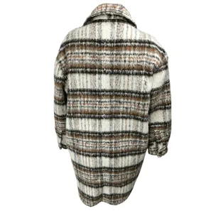 BlankNYC Brown Faux Fur Plaid Checkered Long Sleeve Button Coat Sweater Jacket M thumbnail 2