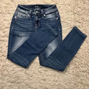 Miss Me Stylish Mid-Rise Skinny Blue Embroidered Women's Jeans Size 27 thumbnail 13