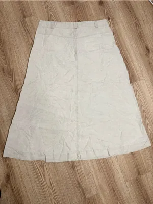 Vintage‎ 90s Carole Little Linen Maxi Skirt Sailor Button A-Line Natural Sz 16 thumbnail 3