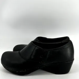 Dansko Stacie Clogs Leather Slip On Crisscross Heel Rocker Round Toe Black 6 thumbnail 4