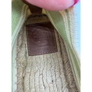 Tory Burch Striped Espadrille Slip-On Flats Green‎ Ivory Canvas Jute Women’s 10 thumbnail 11