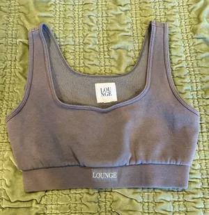 LOUNGE Apparel Fleece Lined Organic Cotton Sports Bra Bralette XS Taupe soft thumbnail 1