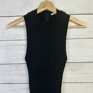ZARA Women's Ribbed Black Romper Shorts Playsuit Zip‎ Tank Open Back Size Medium thumbnail 2