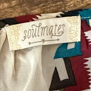 SOULMATES Sheer Aztec Tribal Southwestern Print Peasant Top Size Large thumbnail 6