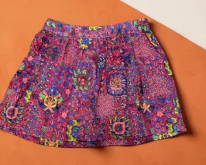 aerie Pink Multicolor Floral Mini Skirt with pockets thumbnail 1