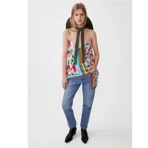 NWT ZARA FLORAL BOHEMIAN ASYMMETRICAL BLOUSE TOP SMALL Multicolor thumbnail 2