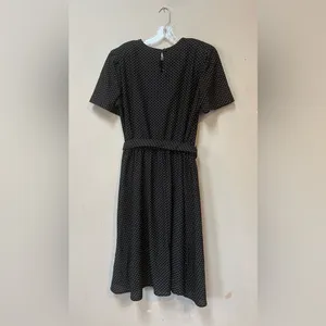 Vintage Tabby of California Black Polka Dot Belted Dress Size 16 thumbnail 3