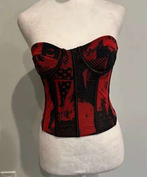 EDIKTED Aly mesh corset top thumbnail 1
