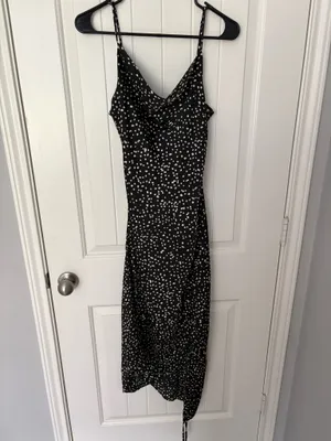 Black and White Satin Polka Dot Dress thumbnail 3