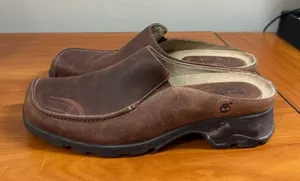 Timberland Slip On Loafer Mule Brown Leather Western Casual‎ Comfort Neutral thumbnail 1