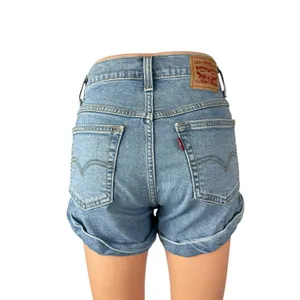 Levi's Women's Blue Cuffed High Waisted Medium Wash Denim Jean Shorts Size 26 thumbnail 4