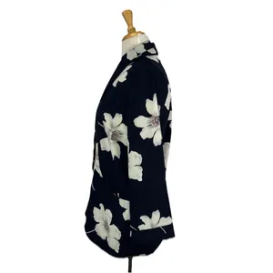 Sienna Sky Sz Medium Light Weight Open Front Blazer Jacket Navy and White Floral thumbnail 3