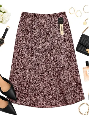 Victoria’s Secret PINK Satin Leopard Midi Slip Skirt Pink Black Bias Cut XL NWT thumbnail 1
