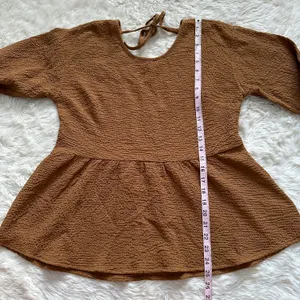 Madewell Blouse Peplum Open-Back Top Brown S thumbnail 12
