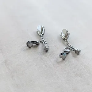Vintage Clip On Earrings Clear Gems with Black Gem Drop Dangle Regal Stylish thumbnail 6