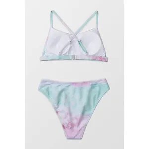 New Womens CUPSHE High Waisted Swimsuit Tie Dye Tummy Control Bikini Swimsuit M thumbnail 4