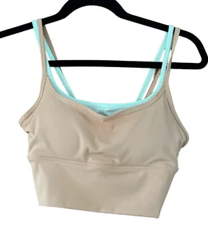 Pink Cream Double Strap Sports Bra thumbnail 1