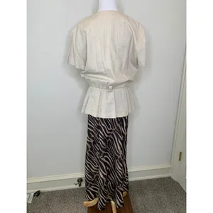 Studio I Mixed Print Safari Style Dress Zebra Print Skirt Sz Medium / Large thumbnail 3