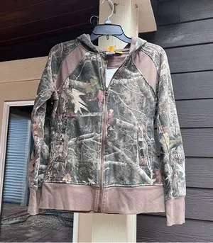 She Outdoors womens zip up camouflage jacket green/brown small thumbnail 1