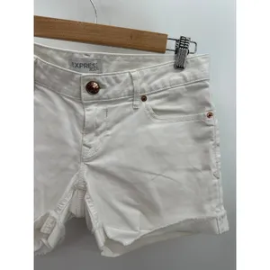 Express Shorts Women‎ 6 White Denim Cotton Blend Rolled Cuff Pockets thumbnail 4