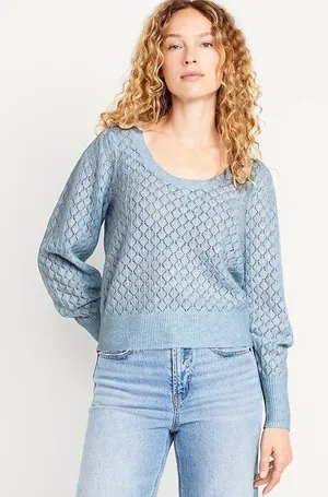 Old Navy Pointelle Scoop Neck Sweater thumbnail 1