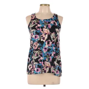 Romeo & Juliet Couture L Floral Pattern Sleeveless Blouse Tank Top Womens Blue thumbnail 2