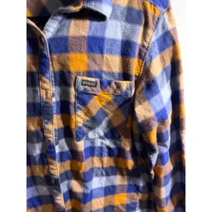 Columbia Sportswear Womens Medium Blue Orange Plaid Flannel Button Down Shirt thumbnail 4