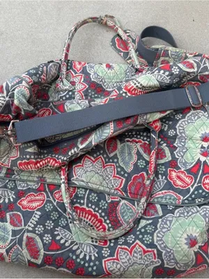 Vera Bradley Weekender Floral Duffle Bag in Gray & Red Quilted Paisley Large thumbnail 5