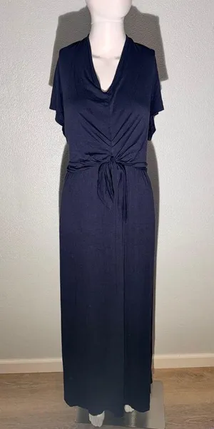 Lane Bryant Navy Blue Tie Front Maxi Dress Size 18/20 | Soft Stretch Jersey thumbnail 3