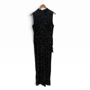 Lulus Micola Black Velvet Jacquard Mock Neck Jumpsuit size Large NWT thumbnail 4